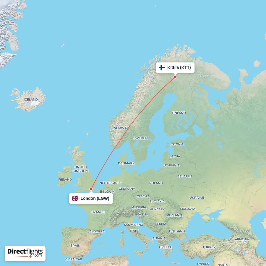 KTT - LGW route map