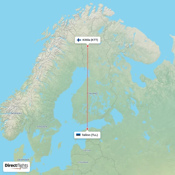Kittila - Tallinn direct flight map