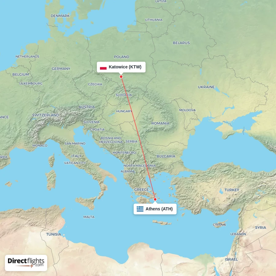 KTW - ATH route map