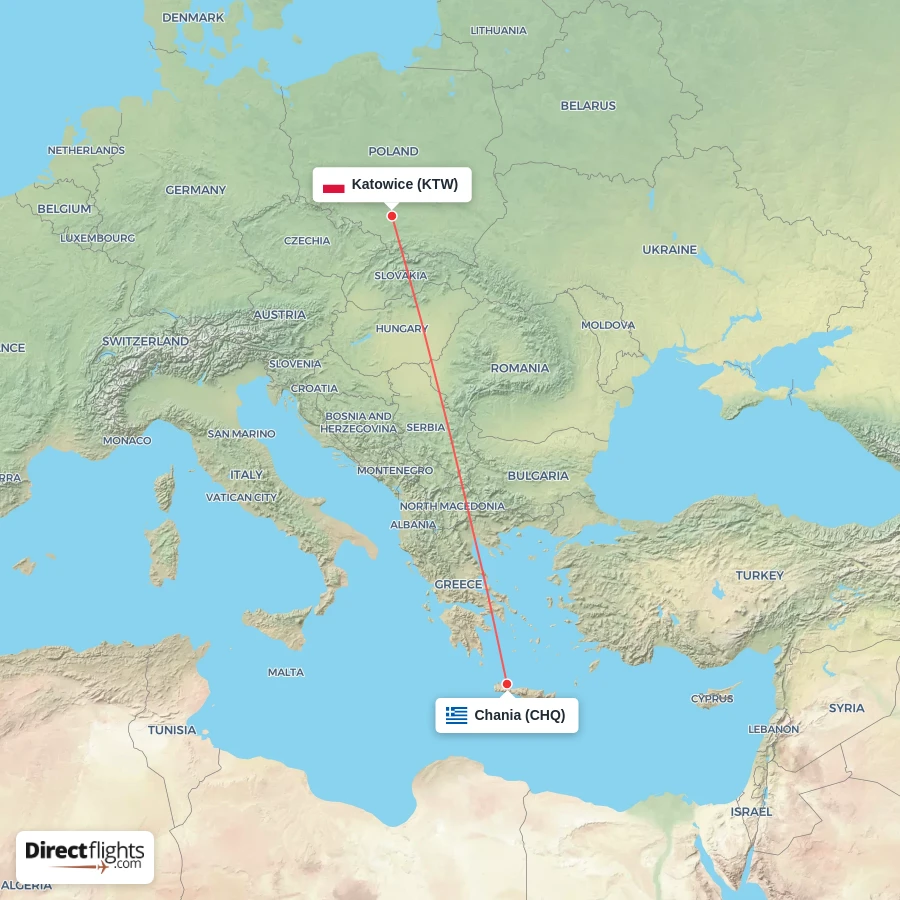 KTW - CHQ route map