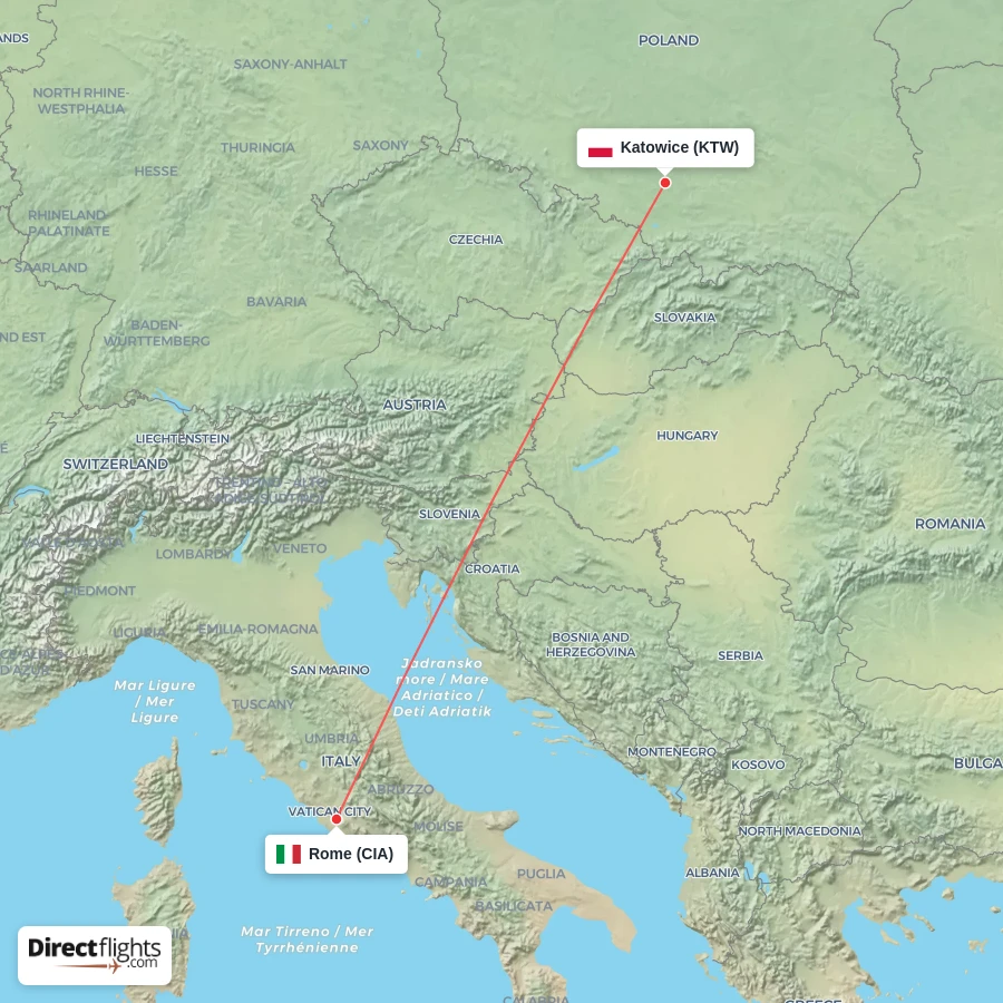 KTW - CIA route map