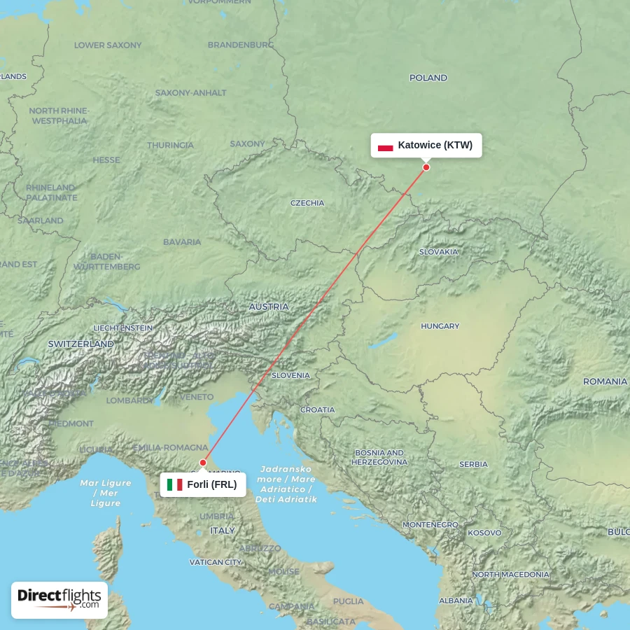 KTW - FRL route map