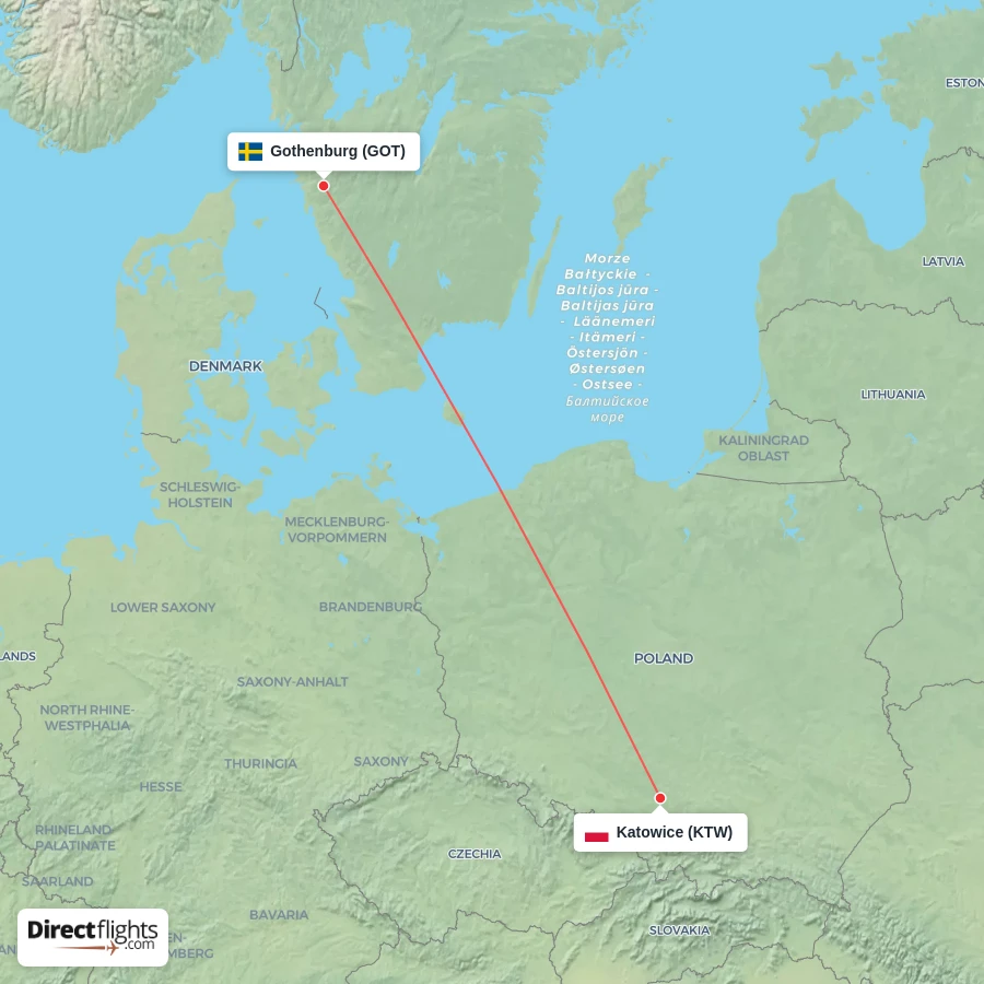 KTW - GOT route map