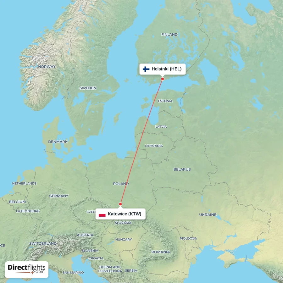 KTW - HEL route map