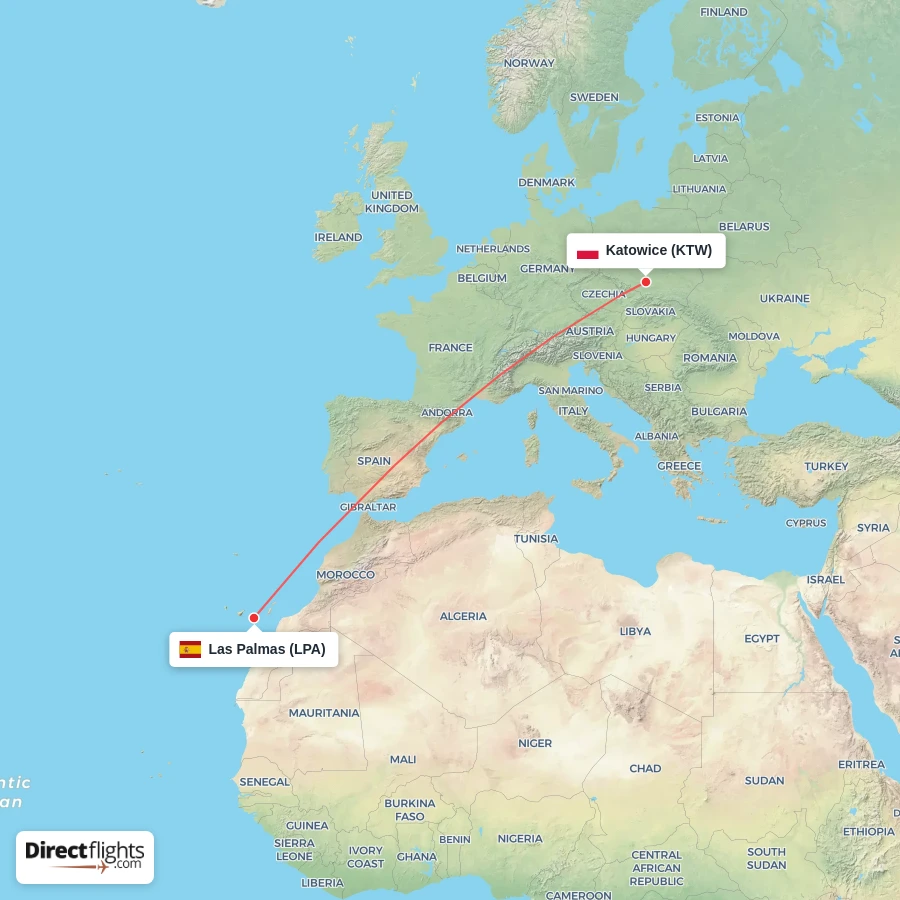 KTW - LPA route map