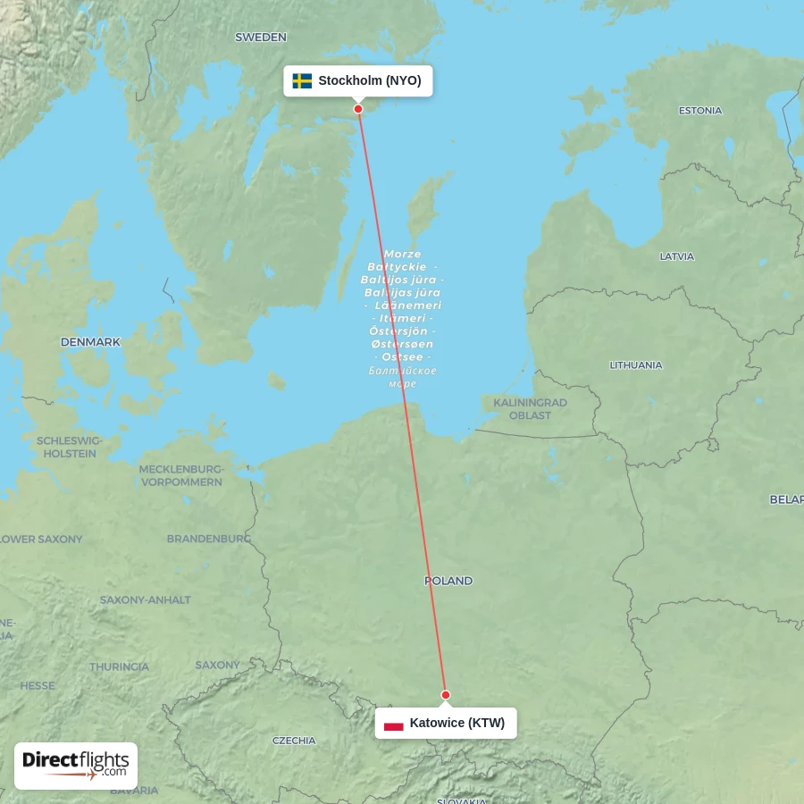 KTW - NYO route map
