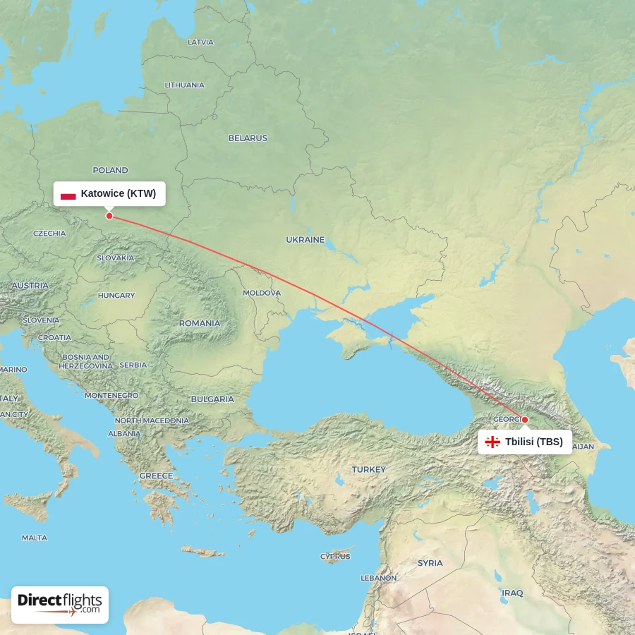 KTW - TBS route map