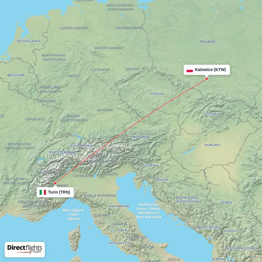 KTW - TRN route map