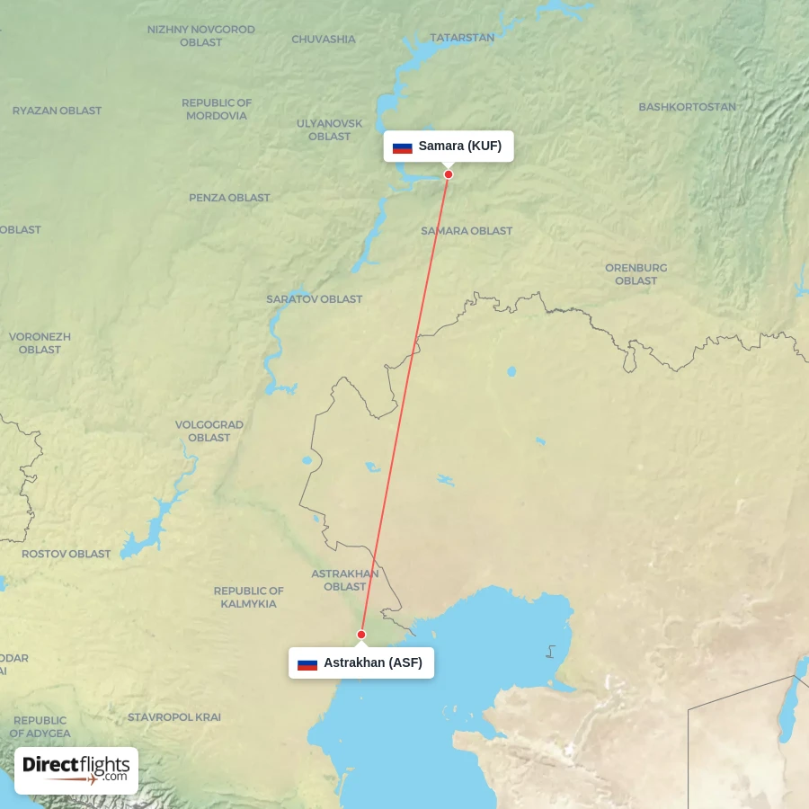 KUF - ASF route map