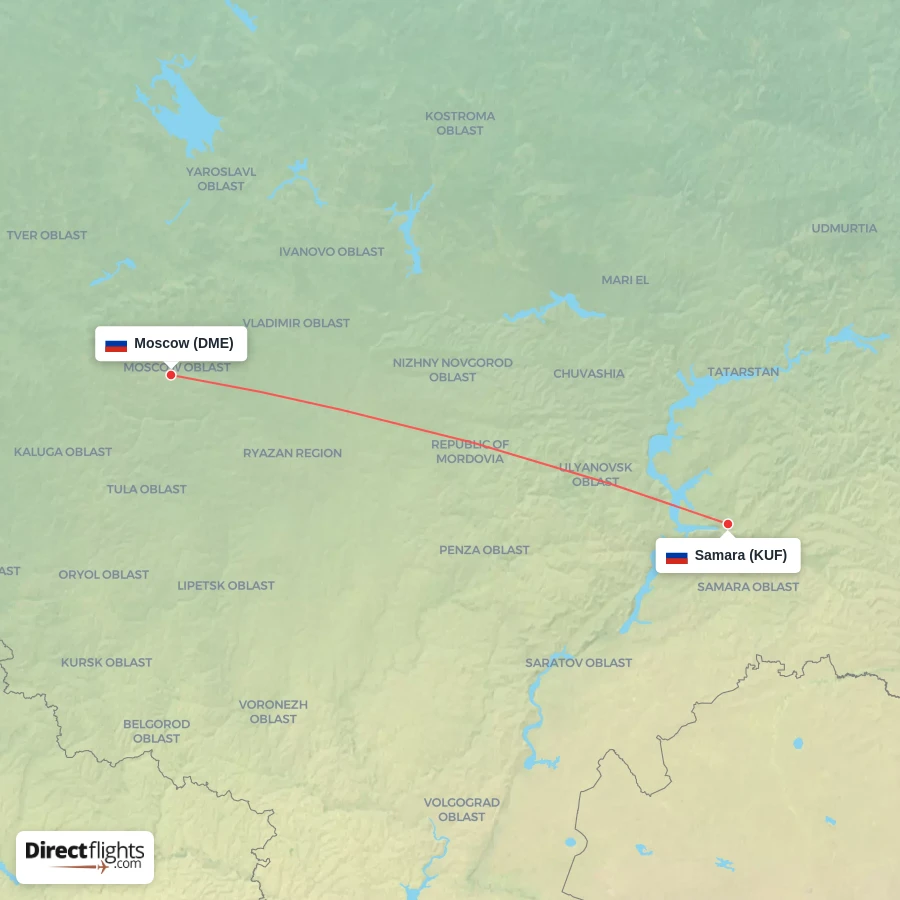 KUF - DME route map