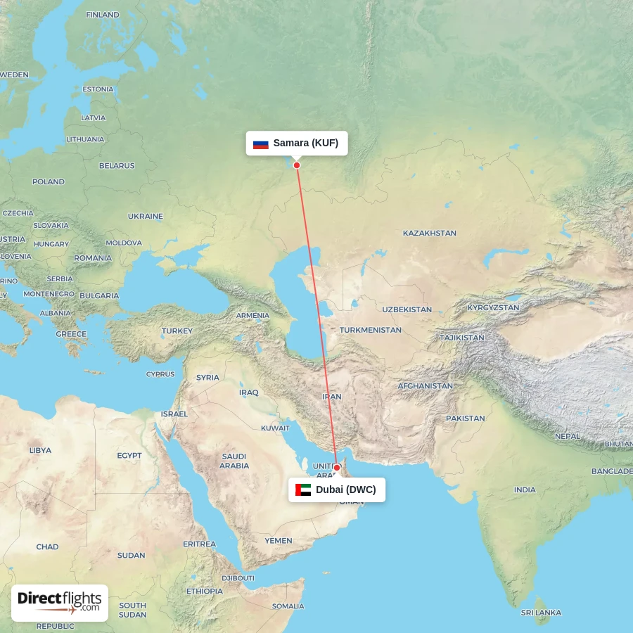 KUF - DWC route map