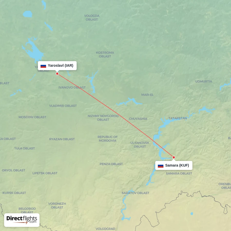 KUF - IAR route map