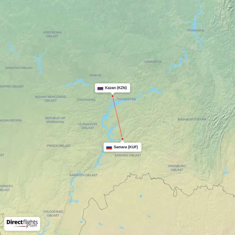 KUF - KZN route map