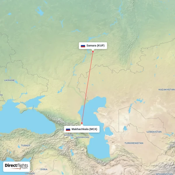 Samara - Makhachkala direct flight map