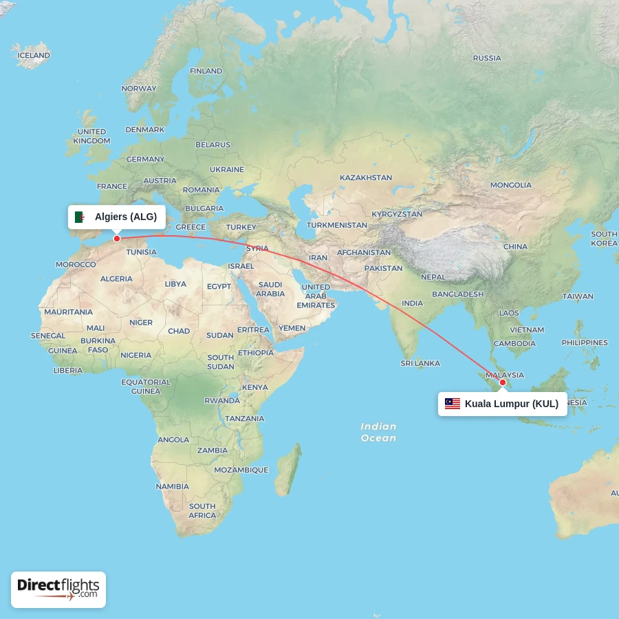 KUL - ALG route map