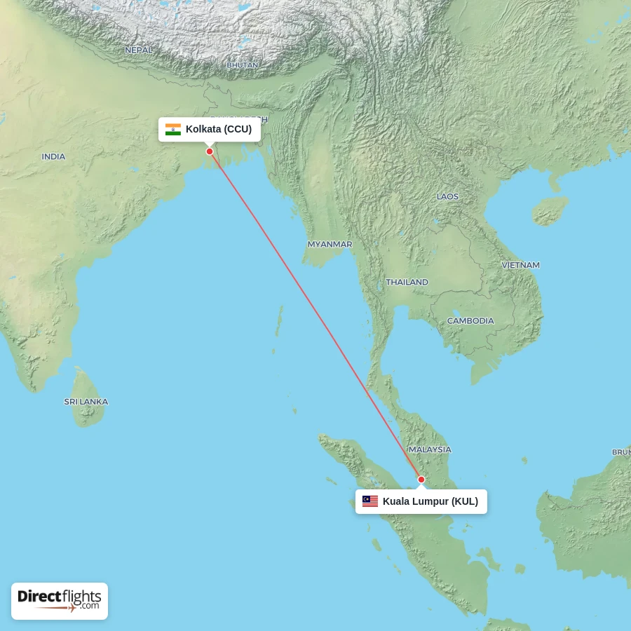 KUL - CCU route map
