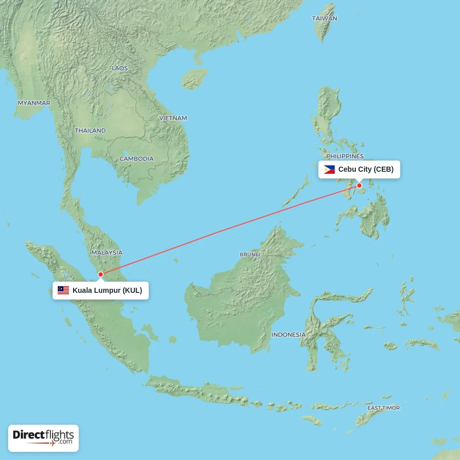 KUL - CEB route map