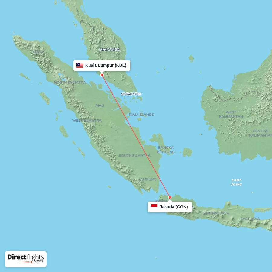 KUL - CGK route map