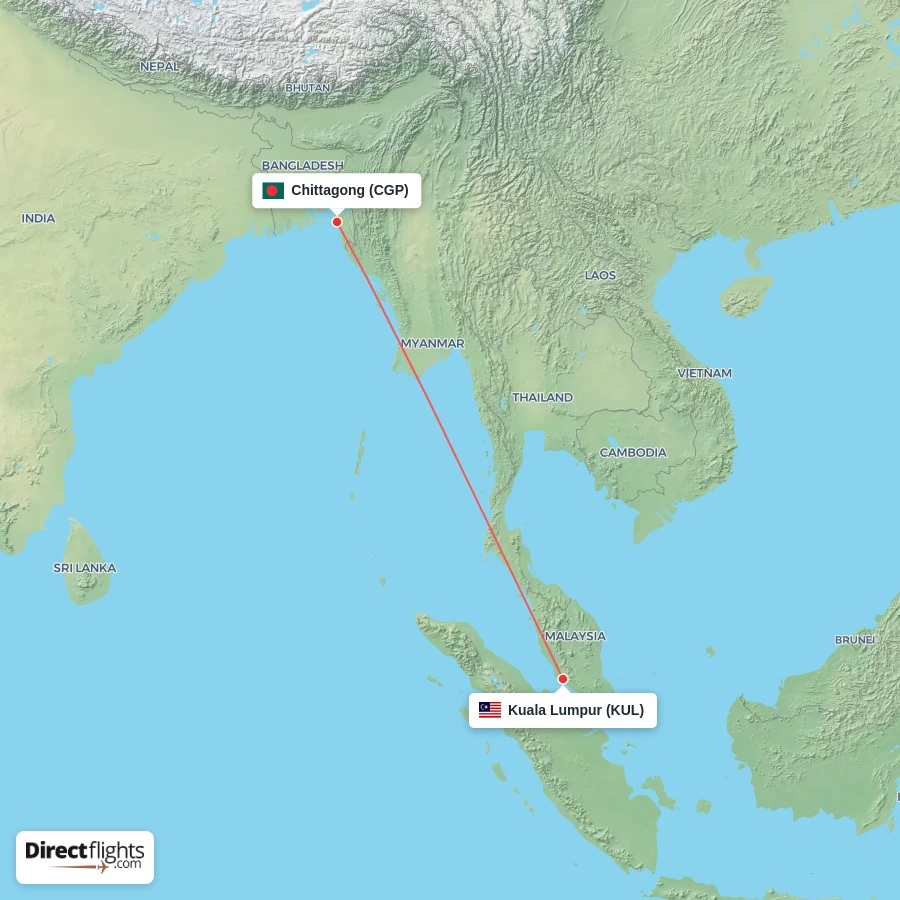 KUL - CGP route map