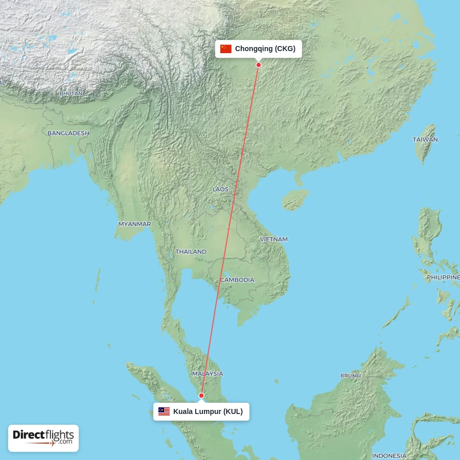 KUL - CKG route map