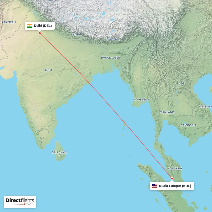 KUL - DEL route map