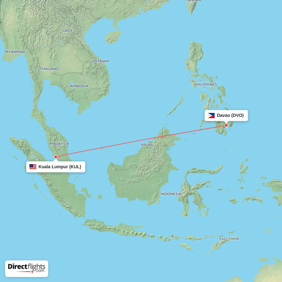 KUL - DVO route map