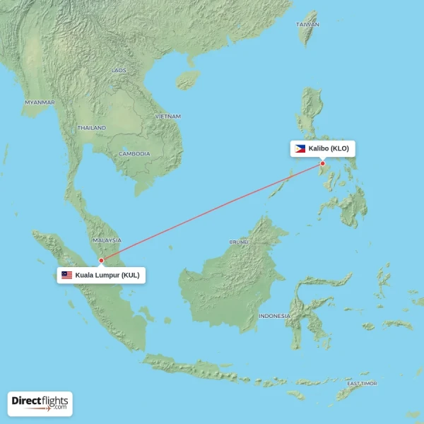 Kuala Lumpur - Kalibo direct flight map
