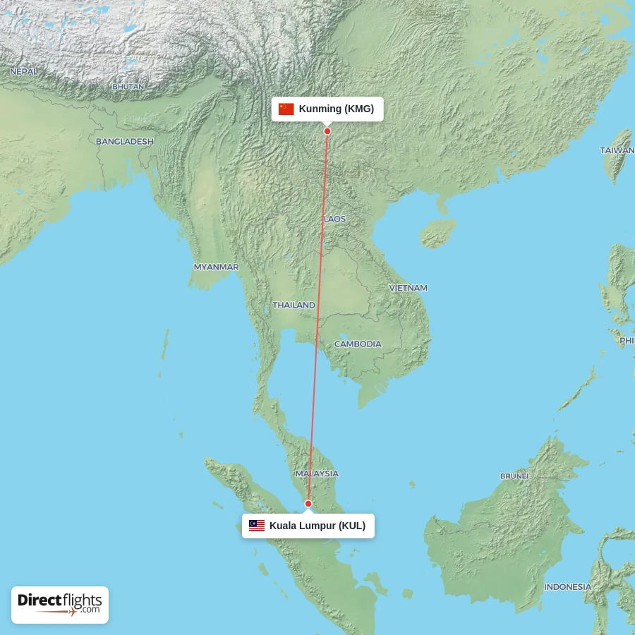 KUL - KMG route map
