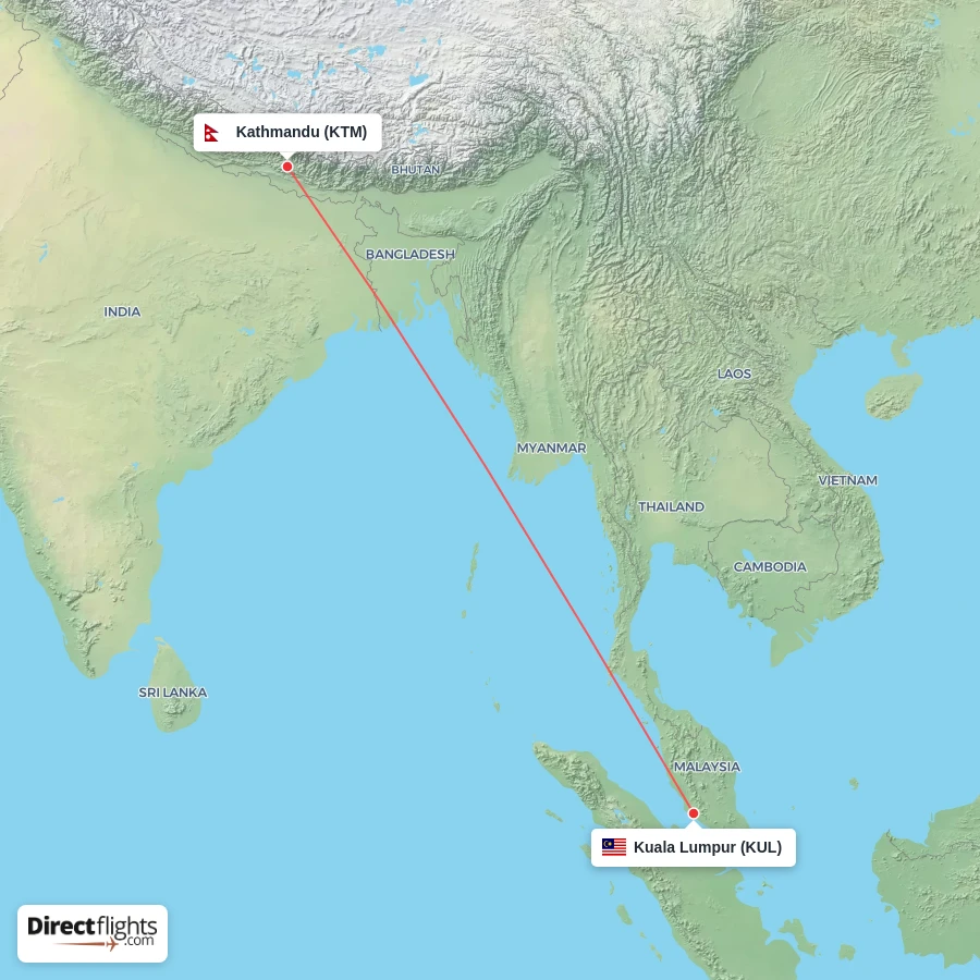 KUL - KTM route map