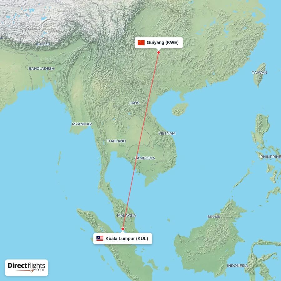KUL - KWE route map