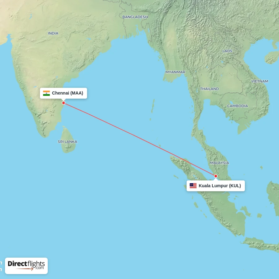 KUL - MAA route map