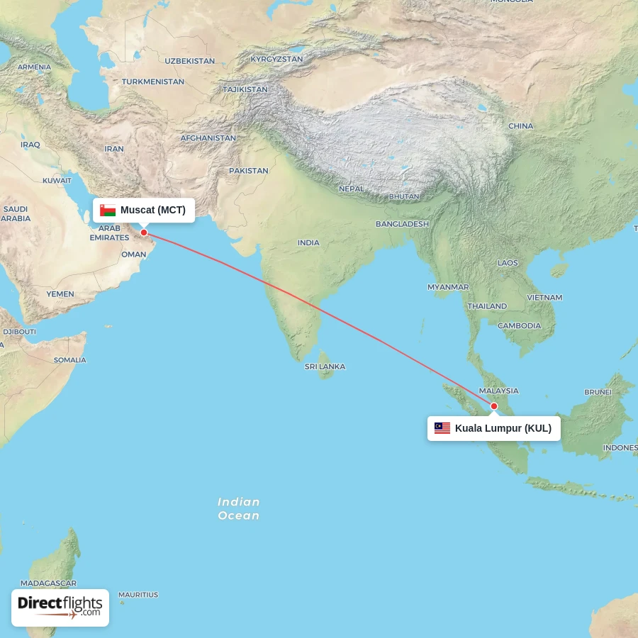 KUL - MCT route map