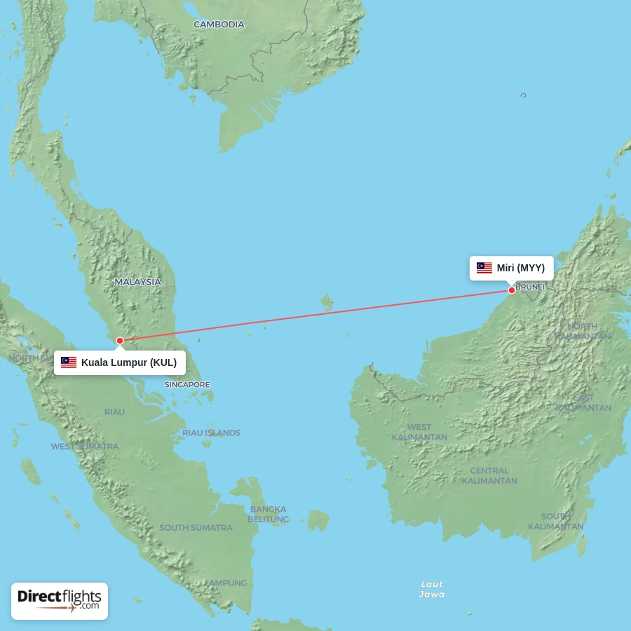 KUL - MYY route map