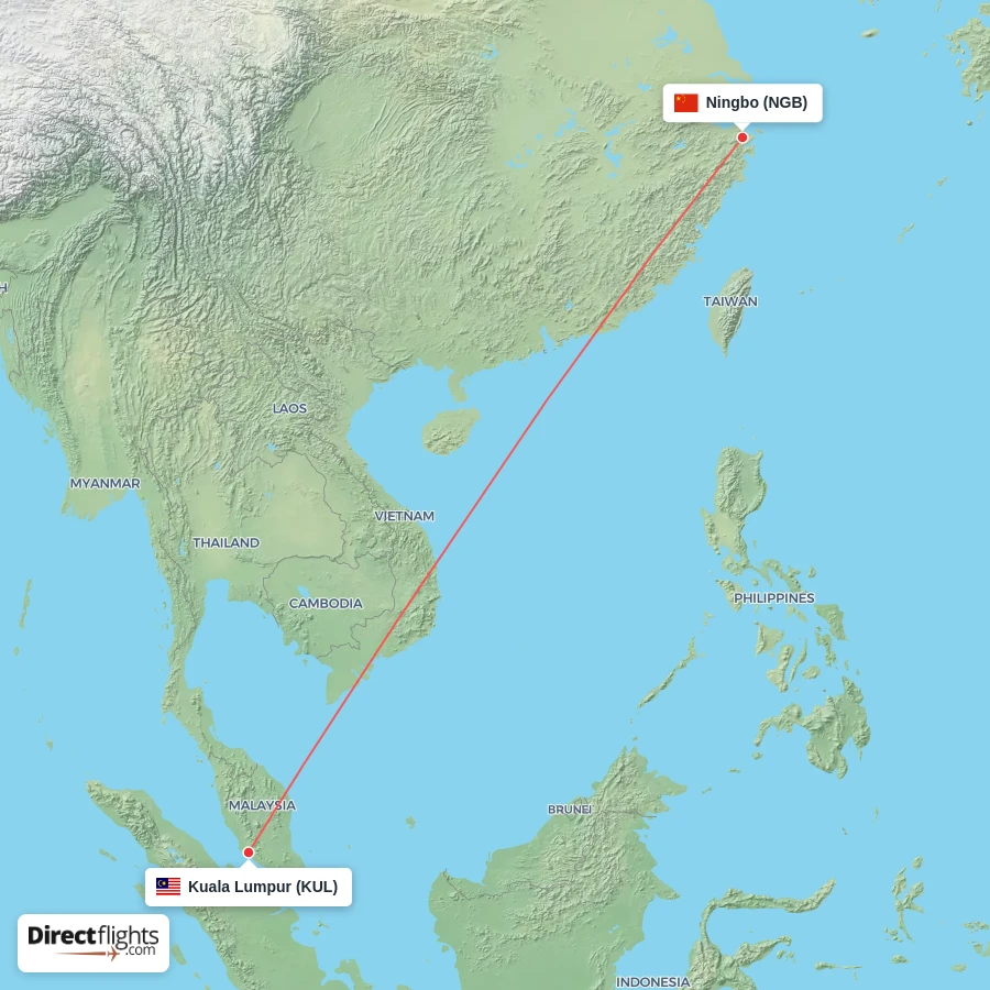 KUL - NGB route map