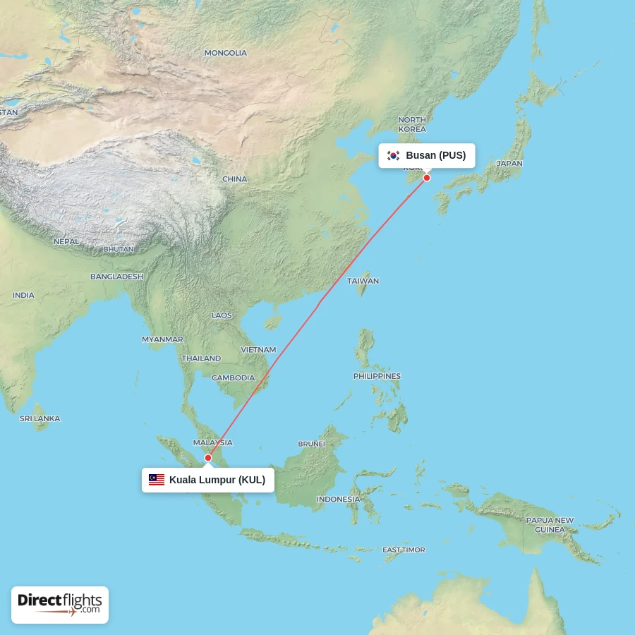 KUL - PUS route map