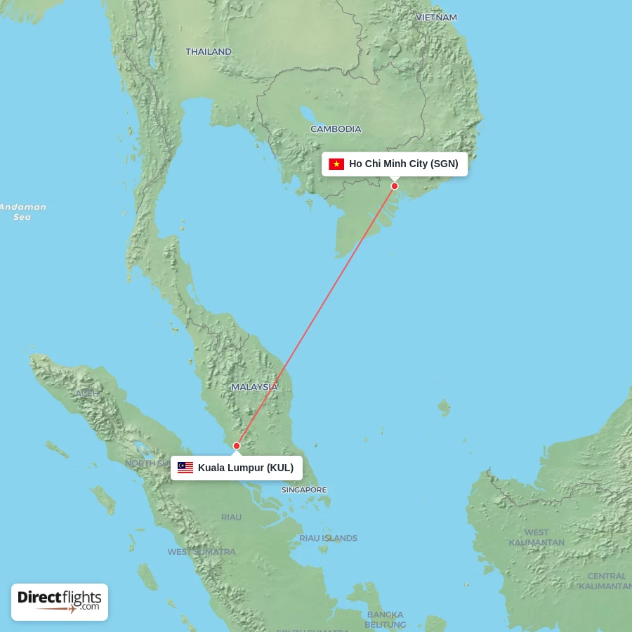KUL - SGN route map