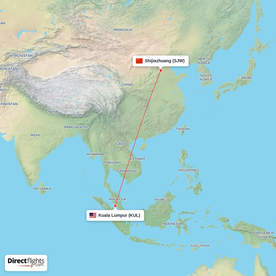 KUL - SJW route map