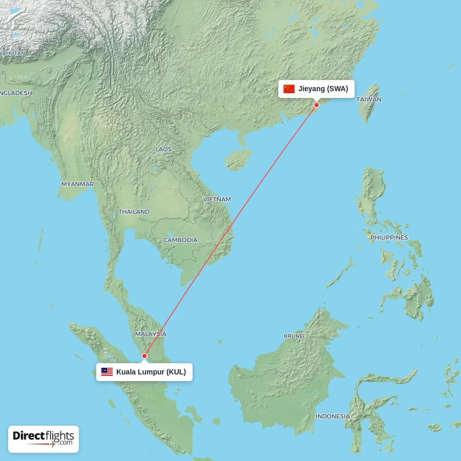 KUL - SWA route map