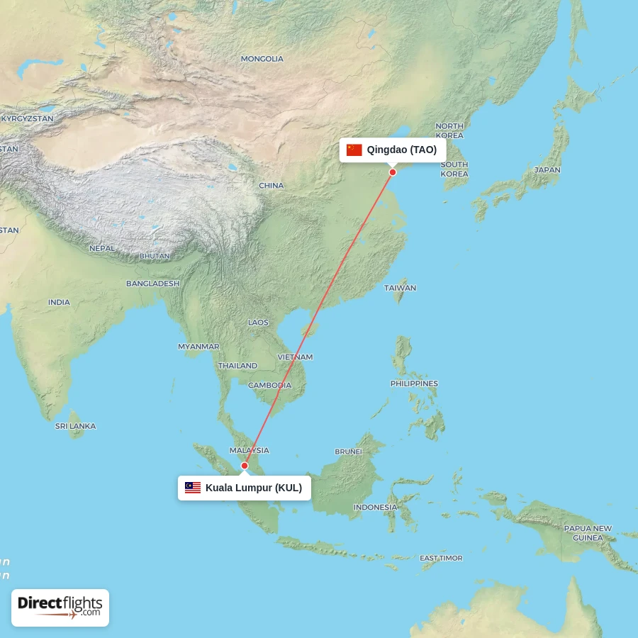KUL - TAO route map