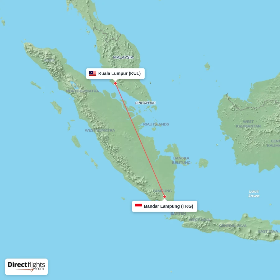 KUL - TKG route map