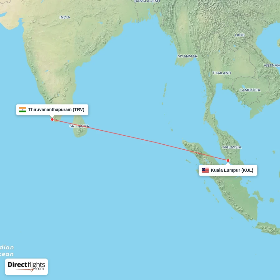 KUL - TRV route map