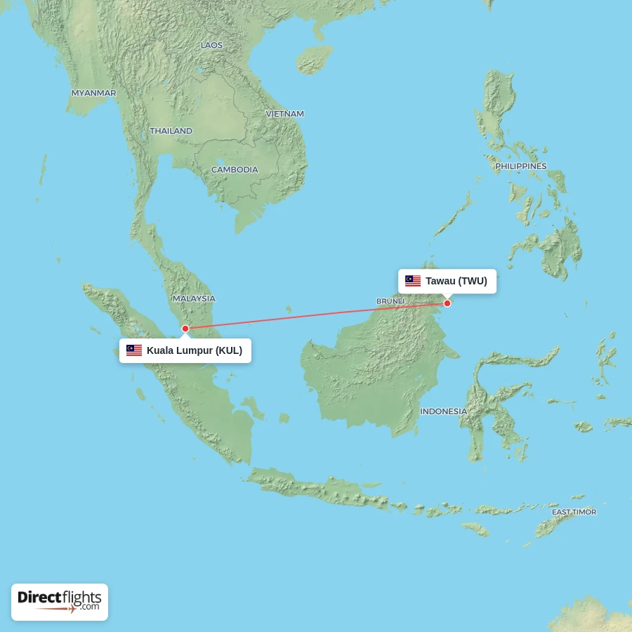 KUL - TWU route map