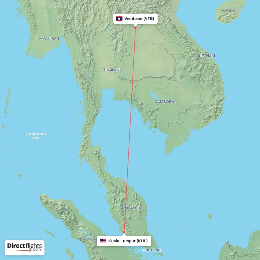 KUL - VTE route map