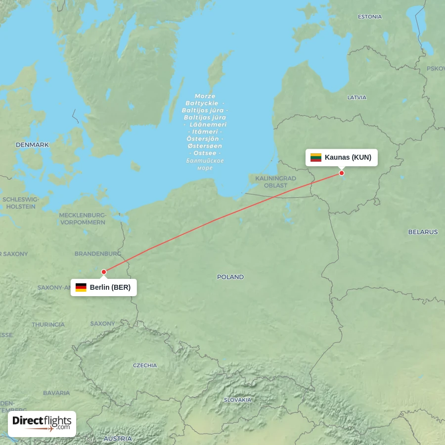 KUN - BER route map
