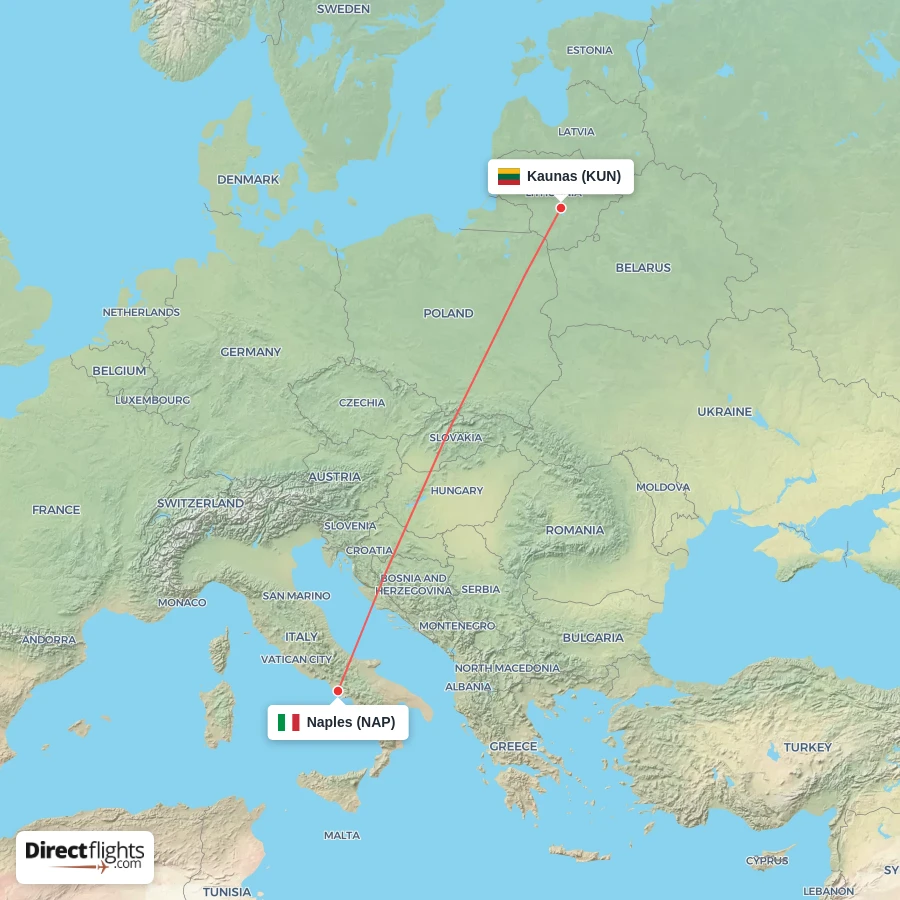 KUN - NAP route map