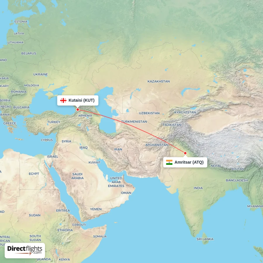 KUT - ATQ route map