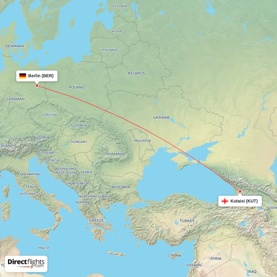 KUT - BER route map