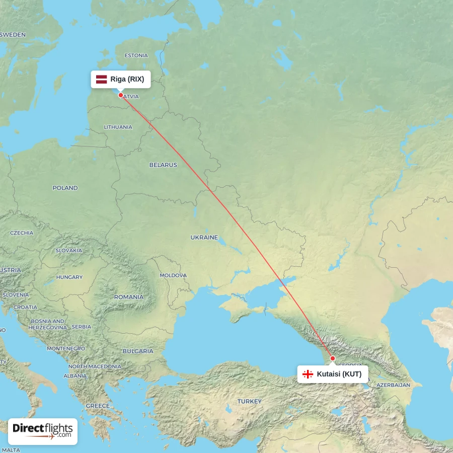 KUT - RIX route map