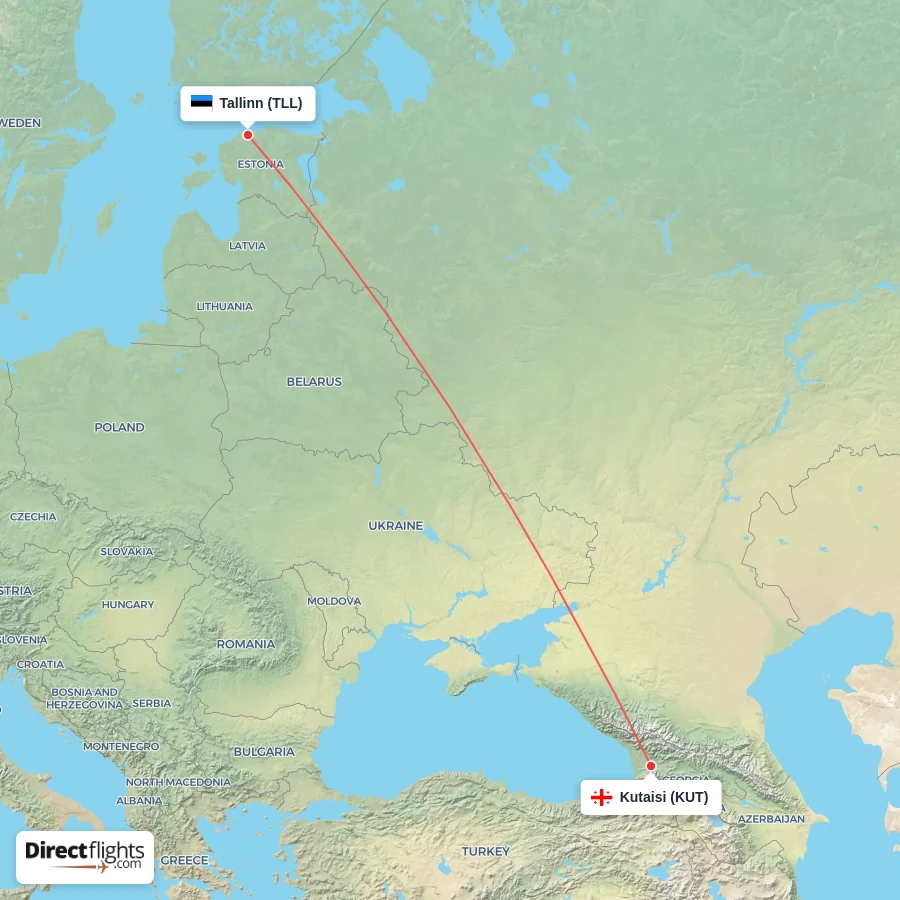 KUT - TLL route map