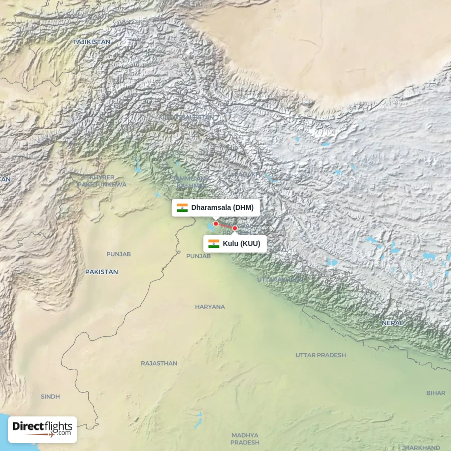 KUU - DHM route map